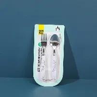 102-1 Large marble round handle fork and spoon set