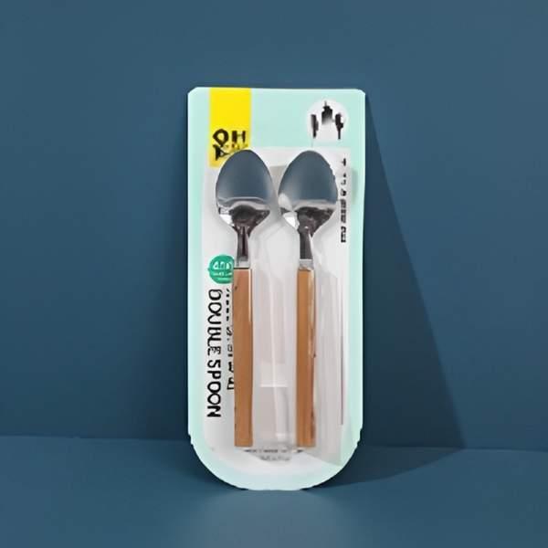 7162 Wood grain small double spoon