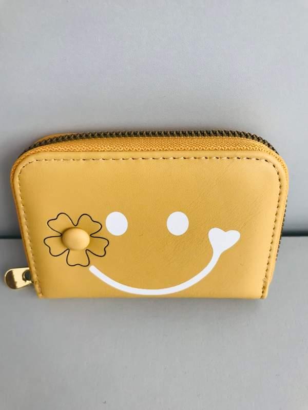 Smiley Zipper Ladies Wallet - Jaune