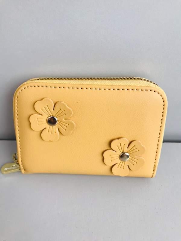 Small flower zipper card bag - Jaune