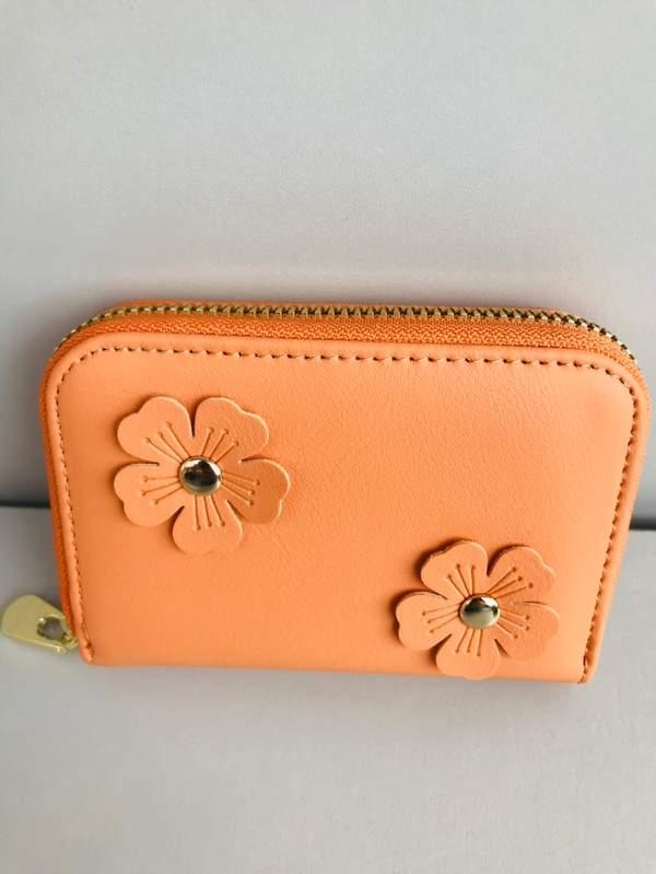 Small flower zipper card bag - Orange
