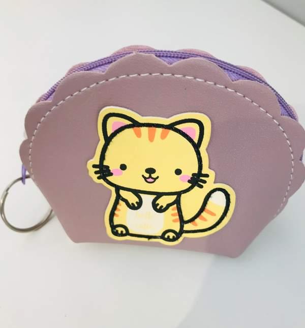 Splicing big cartoon semicircle coin purse-mixing color and patterns - Mauve