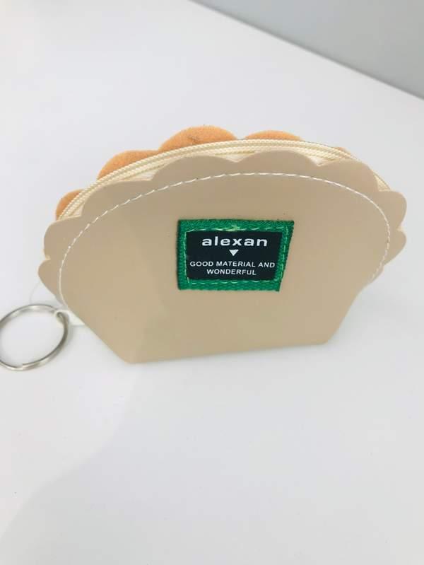 Color label semicircle coin purse - Beige