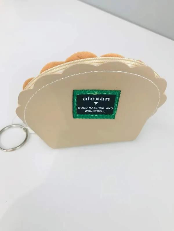 Color label semicircle coin purse - Beige