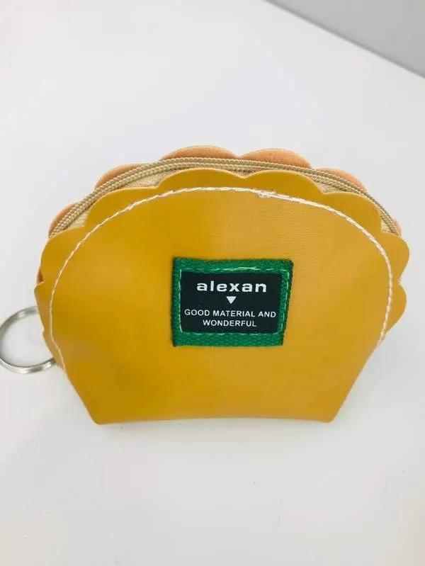 Color label semicircle coin purse - Moutard