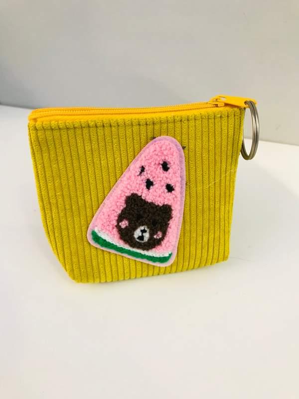 Corduroy knitted cartoon coin purse - Jaune