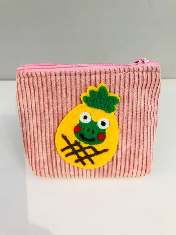 Corduroy knitted cartoon coin purse - Rose