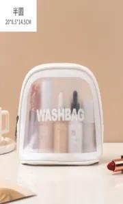 Simple letter cosmetic bag-Half round bag - Blanc