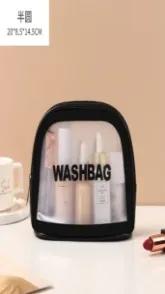 Simple letter cosmetic bag-Half round bag - Noir