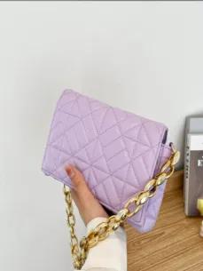 contrasting color simple small square thick chain bag