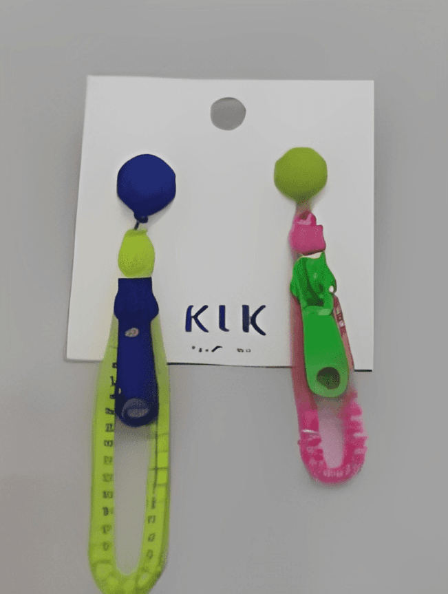 blue and green Zip Earrings