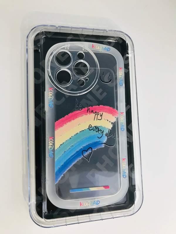 Big rainbow smiley face Transparent Simple rainbow Phone Case iphone 13pro
