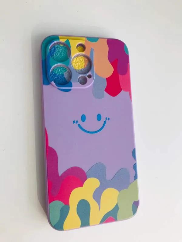 Watercolor smiley face phone case 13pro max  - Purple