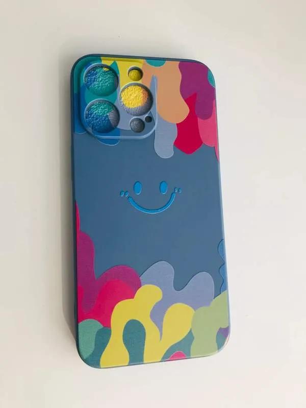 Watercolor smiley face Bleu - phone case 14pro max