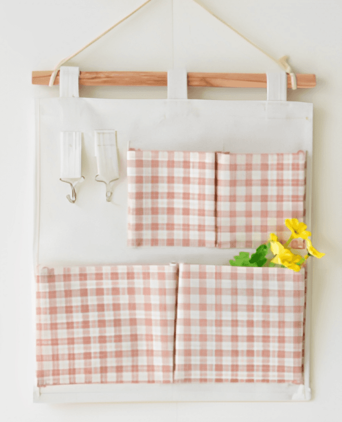 Simple style fabric storage hanging bag-4pockets