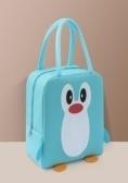 cartoon penguin light blue lunch bag