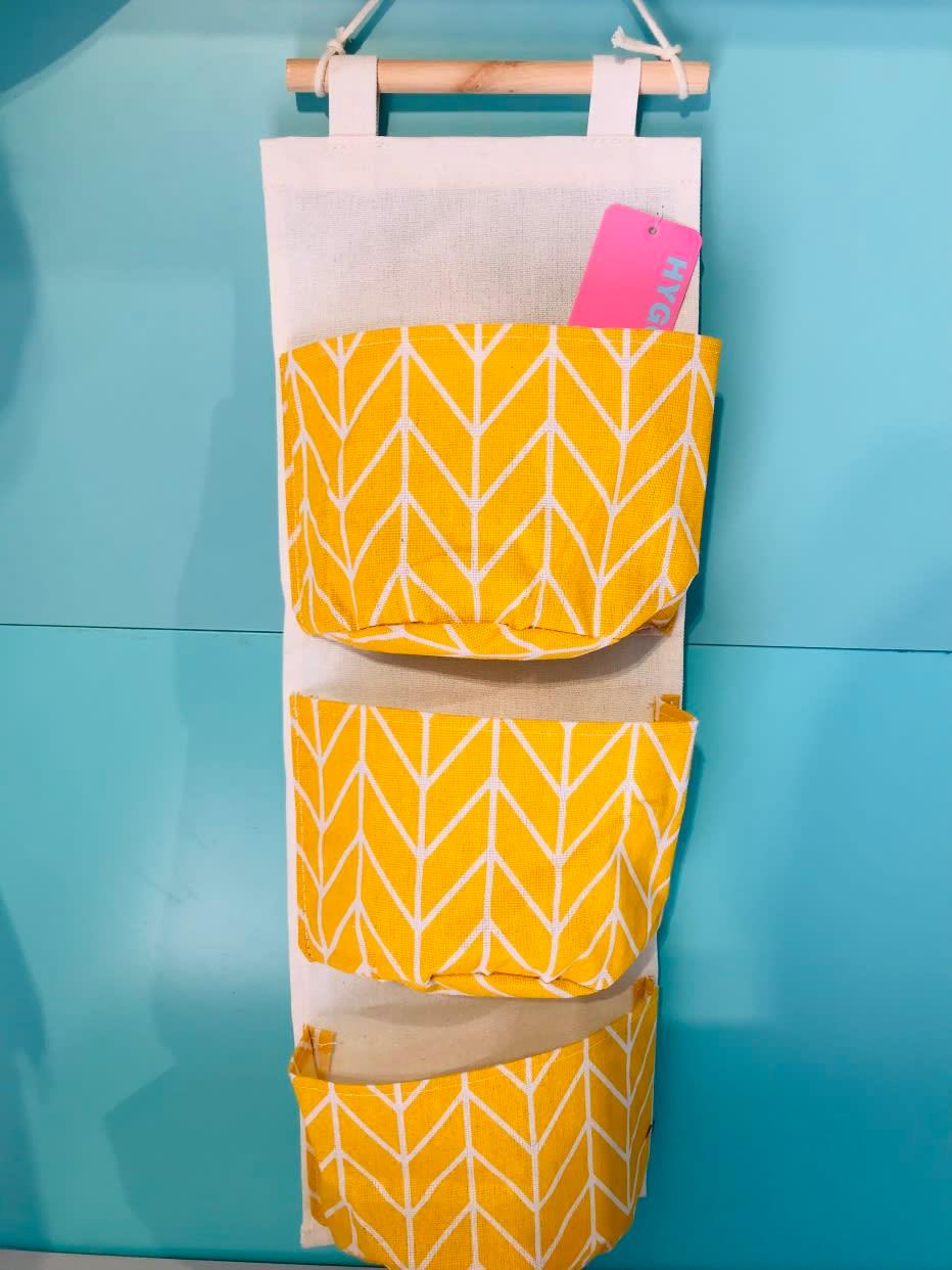 1-Simple style fabric storage hanging bag-3pockets