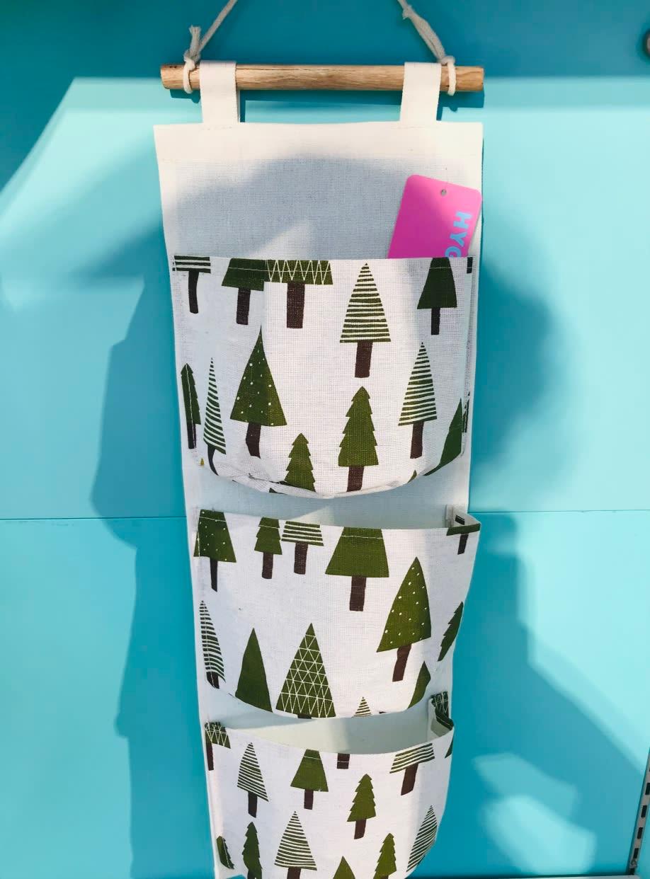 Simple style fabric storage hanging bag-3 pockets