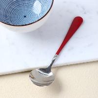 Thick smooth handle red No. 3 pointed spoon