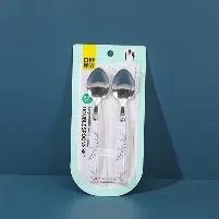 102-2 Large marble round handle double spoons set