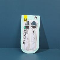 102-1 Large marble round handle fork and spoon set