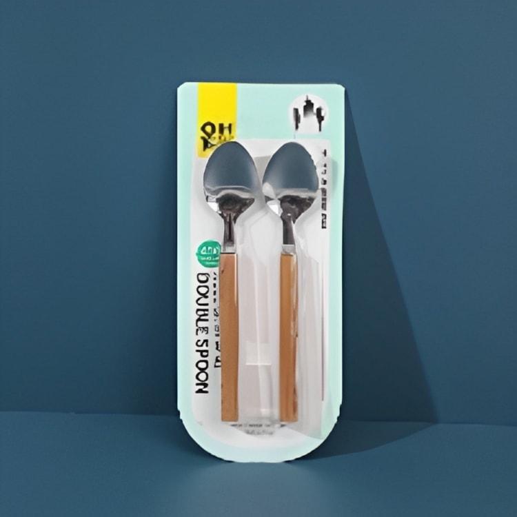 7162 Wood grain small double spoon