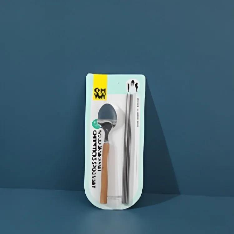 7061 Wood grain small chopsticks spoon set