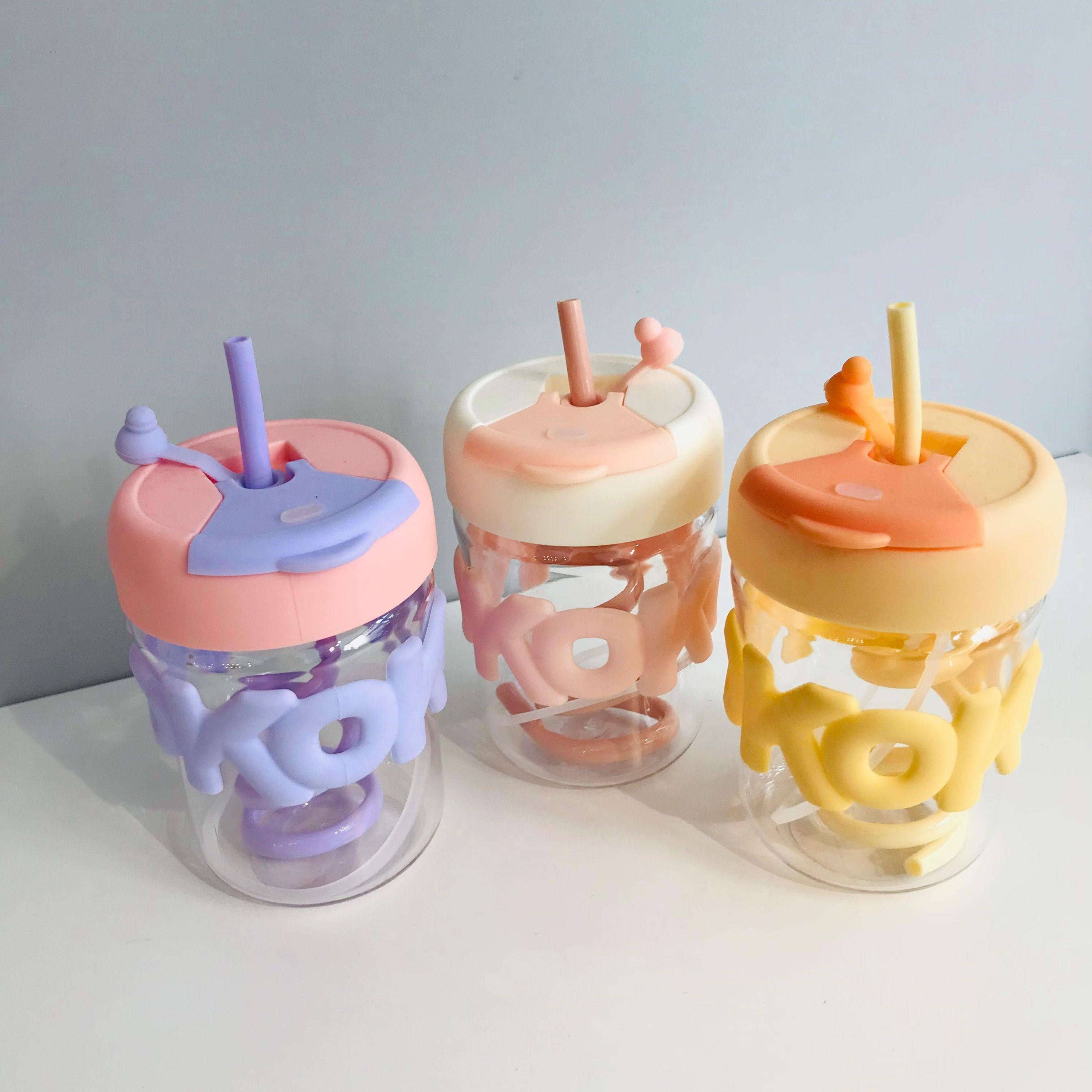 OK slim waist plastic cup with straw 500ml