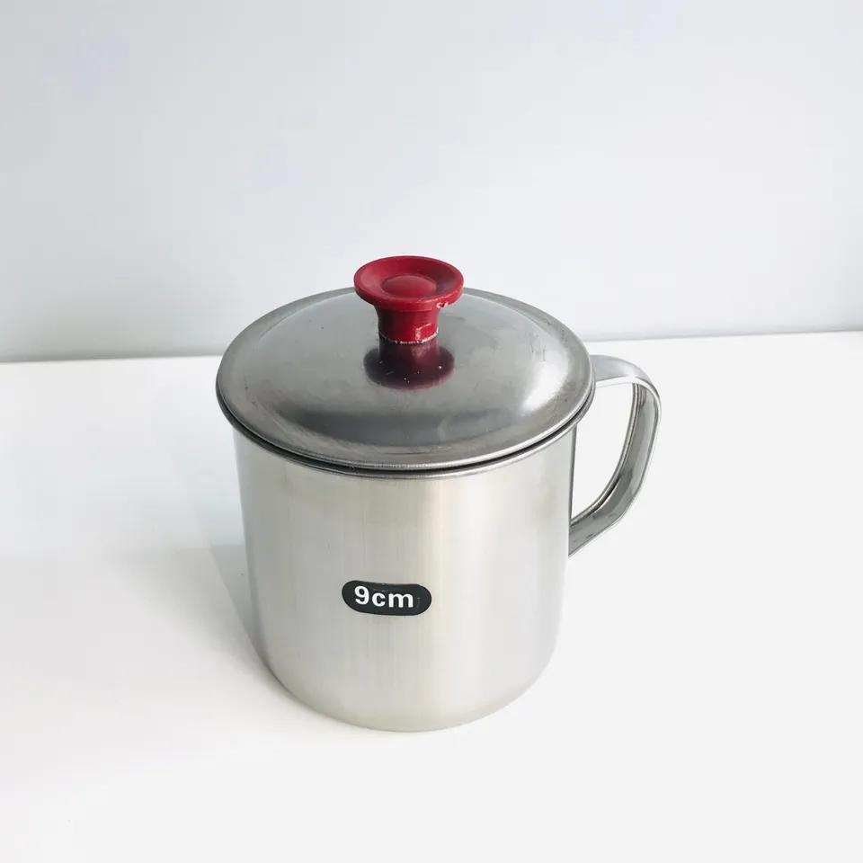 9cm stainless steel mug with lid