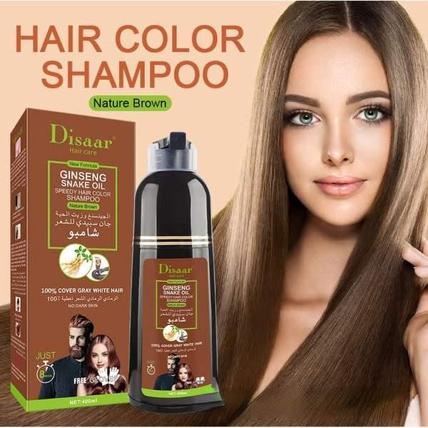 Disaar shampoing colorant et soin cheveux a base de Ginseng couleur marron