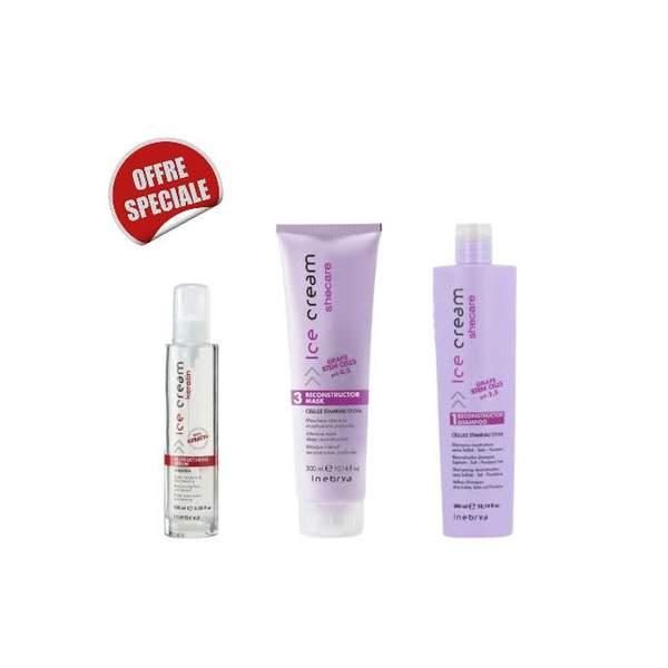 Inebrya shampo + mask + Sérum ice CREAM sans Sulfate ,cheveux colorés