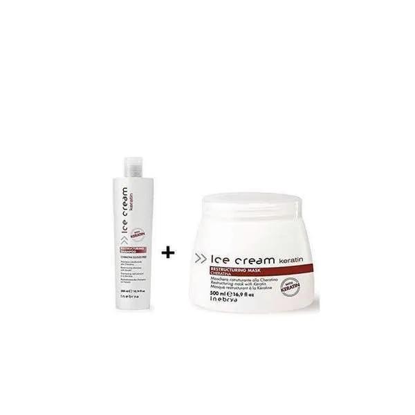 Inebrya Pack à la kératine sans sulfate shamp 300ML+masque 500ML