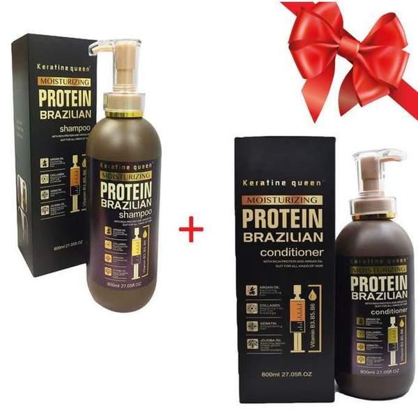keratine queen Protein brazilian Pack de Shampoing Conditioner sans sulfate