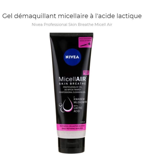 Gel démaquillant micellaire à l'acide lactique Nivea Professional Skin