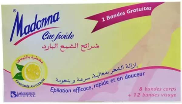 Madonna pack Bandes cires froid visage et corps, Parfumee au citron
