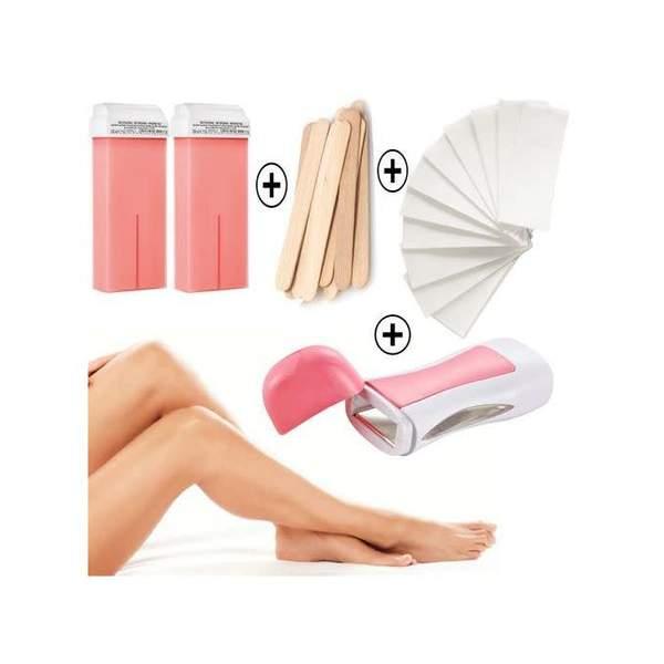 Pack d'épilation Appareil + 2 cartouche rose +100 Bandes paper+10 spatules
