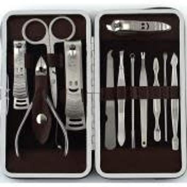 Trousse Manucure Pedicure Set de 12 pcs, Professionnel en Acier Inoxydable