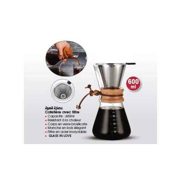 Cafetière en verre avec filtre 600ml