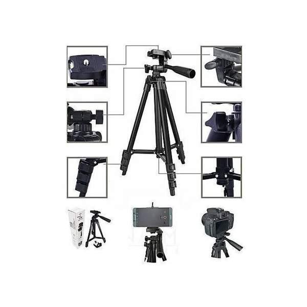 Tripod Support en aluminium pour camera et téléphone Noir