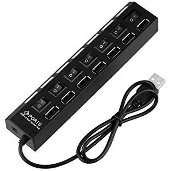 HUB USB haute vitesse 7 ports 2.0 prise en charge du disque dur 500 Go