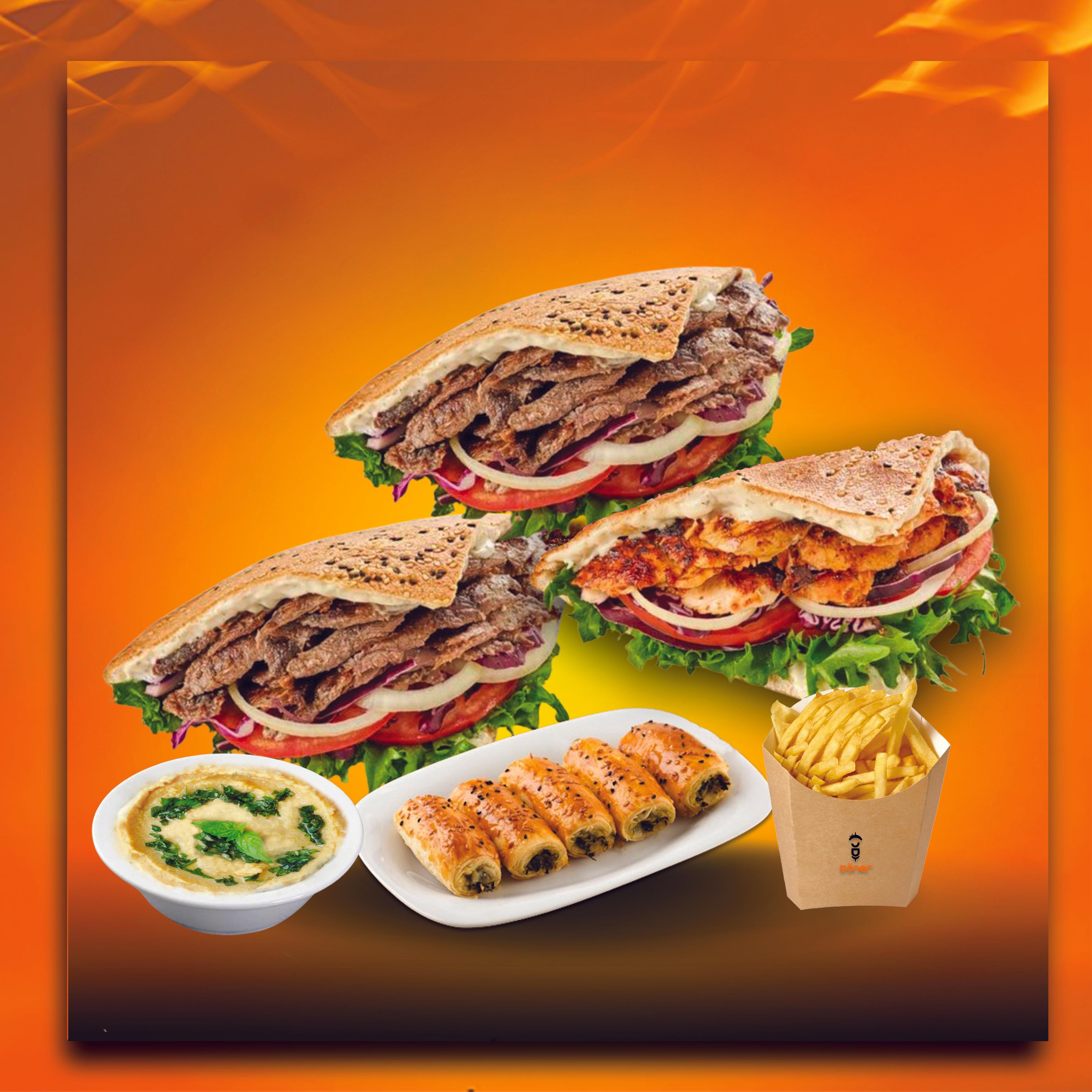 Trio Gourmet - Trio Doner - Hummus - Ispanakl? Börek - Frites