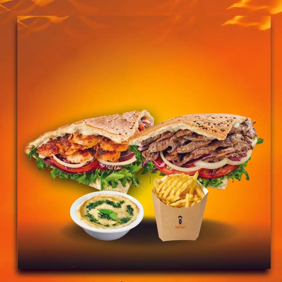 Duo Turc - Duo Doner - Hummus - Frites