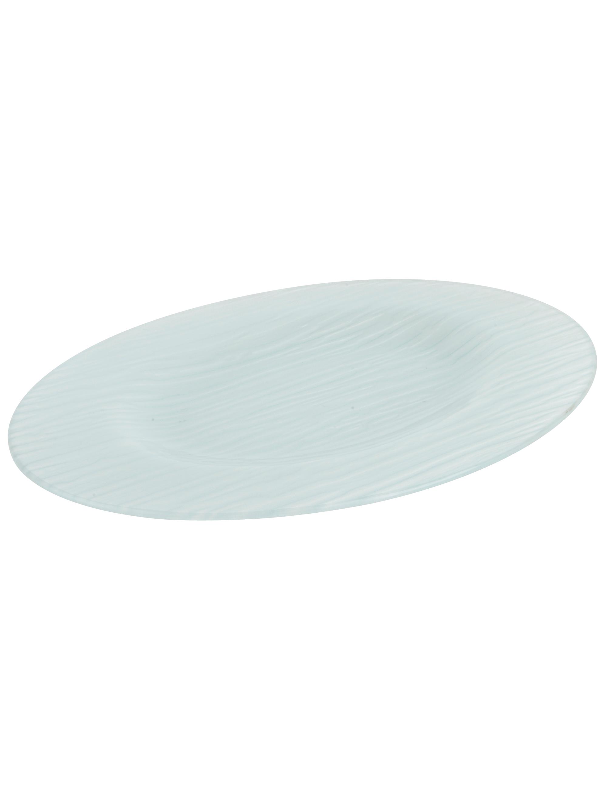 Assiette Verre Blanc Givre Oval Strip  L 24.0cm Ref 101303