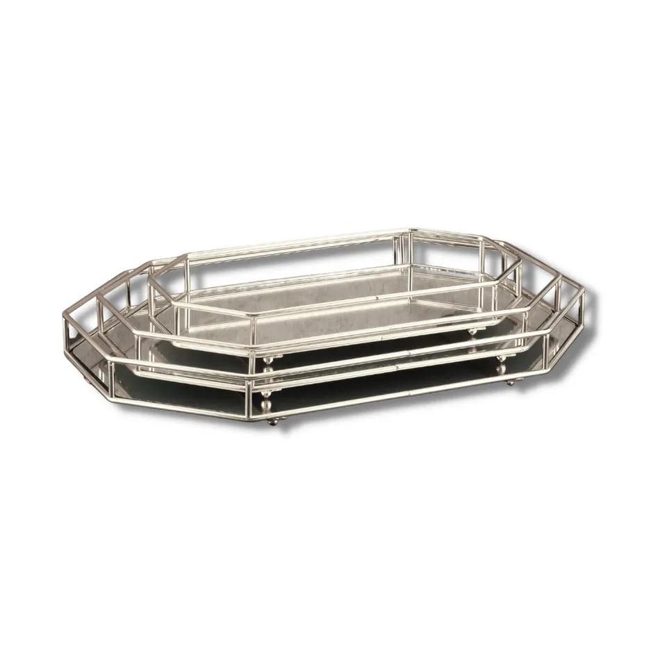 Set 3 Plateaux Miroir Argente 17*31/ 24*38 / 29*43 Cm  Ref Tk0086s