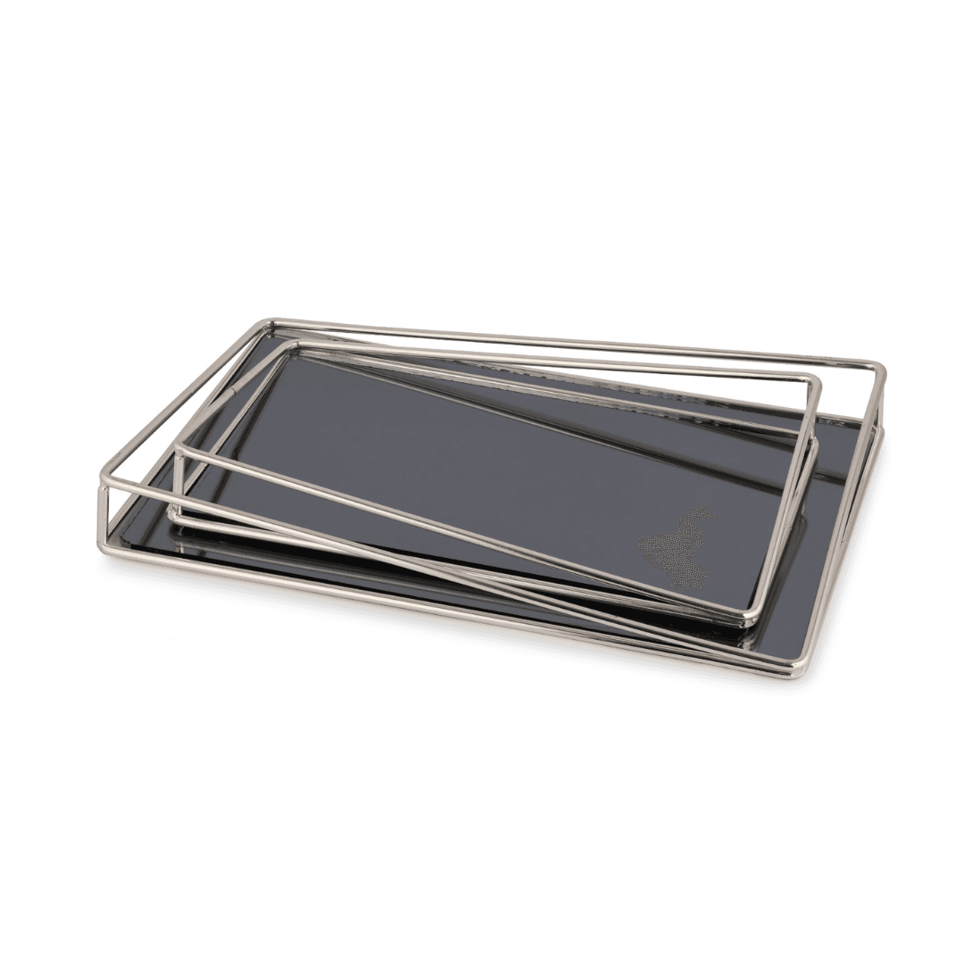 Set De 2 Plateaux Presenta Arg Mirroir Fume 16x28/22x33cm Öm50027s