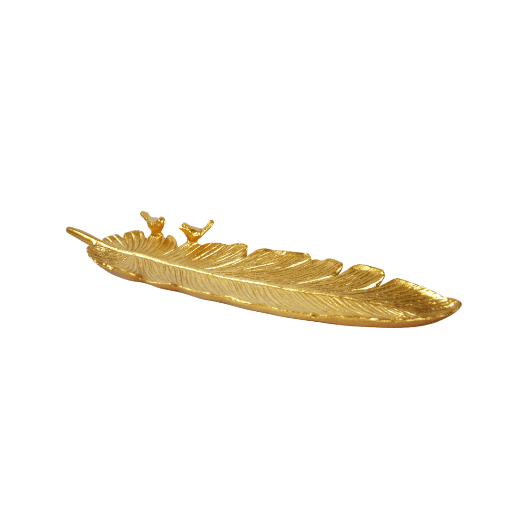 Plat  Feuille Décorative Fleur Dore Ref Emg-1248