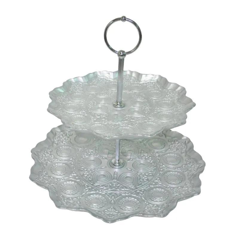 Serviteur Gateau 2 Niveaux  Arinna Argente 28+21 Cm Ref Y28+21348