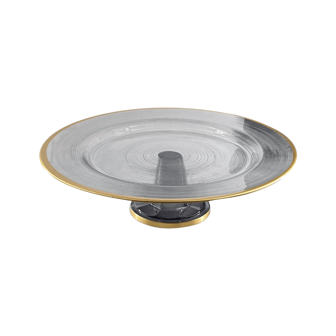 Circ  Serviteur Gateau A Pied 28 Cm Amber Gris Ref Gc-Circ-000095