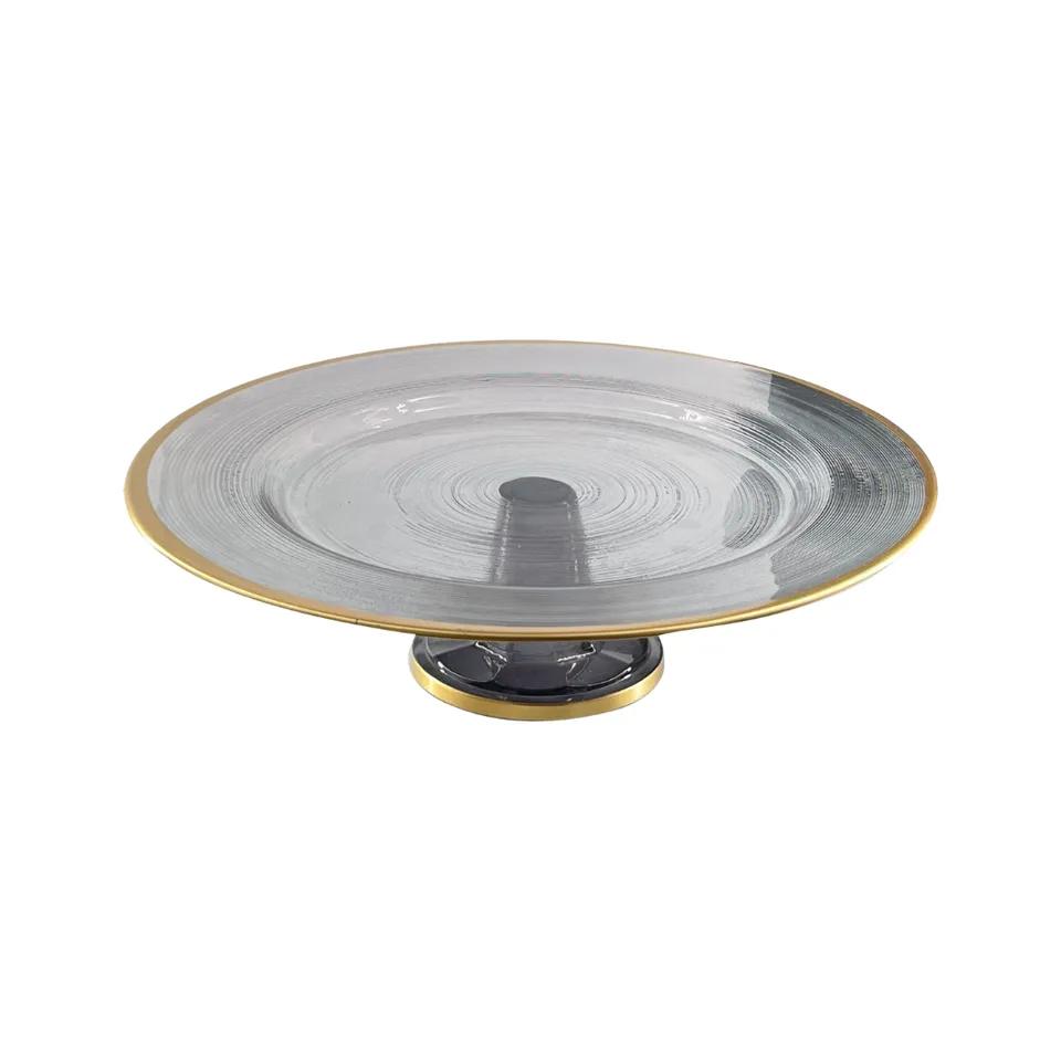 Circ  Serviteur Gateau A Pied 28 Cm Amber Gris Ref Gc-Circ-000095