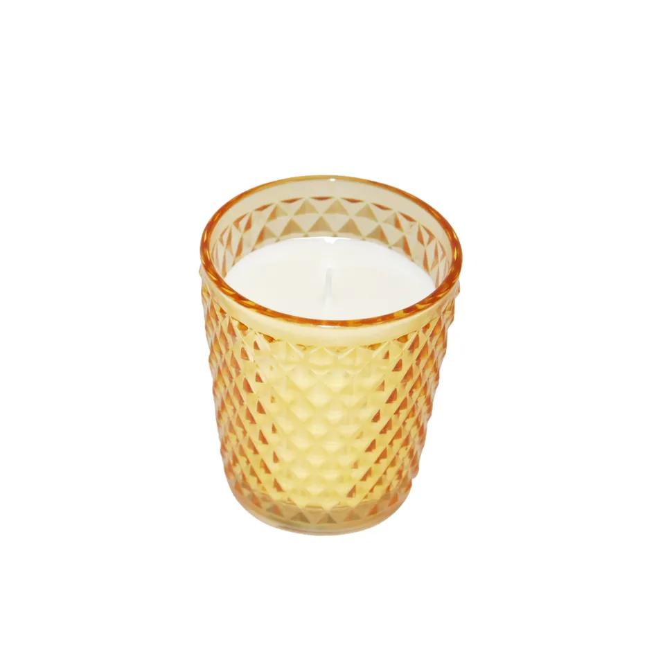 Bougie En Verre Cristalise En Couleur  7,5x8,5 Cm Ref Ha166